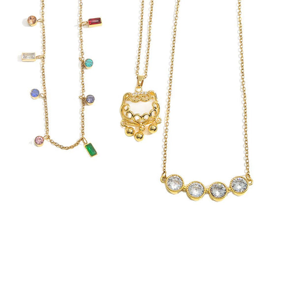 Necklace Stainless Steel O Word Chain Light Luxury Style Set With Diamonds