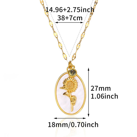 Necklace Stainless Steel Oval Shell Pendant Electroplating With Letters Numbers Text Pattern