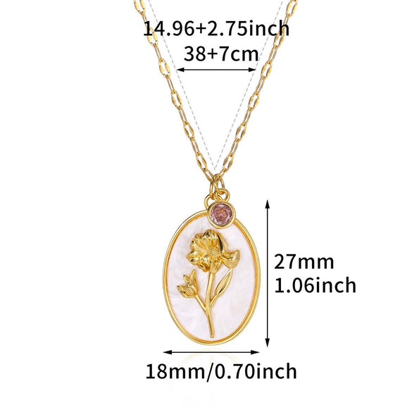 Necklace Stainless Steel Oval Shell Pendant Electroplating With Letters Numbers Text Pattern