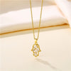 Necklace Stainless Steel Palm Pattern Mixed Gem Inlay Electroplating Hip Hop Jewelry Women