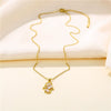 Necklace Stainless Steel Palm Pattern Mixed Gem Inlay Electroplating Hip Hop Jewelry Women
