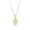 Necklace Stainless Steel Palm Pattern Mixed Gem Inlay Electroplating Hip Hop Jewelry Women