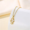 Necklace Stainless Steel Palm Pattern Mixed Gem Inlay Electroplating Hip Hop Jewelry Women