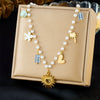 Necklace Stainless Steel Pearl Chain Heart Shape Pendant Electroplating Women's Accessories