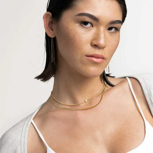 Necklace Stainless Steel Pearl Doublelayer Exquisite Electroplating Light Luxury Highend