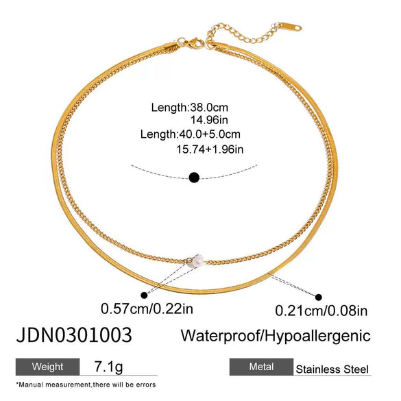 Necklace Stainless Steel Pearl Doublelayer Exquisite Electroplating Light Luxury Highend