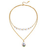 Necklace Stainless Steel Pearl Doublelayer Geometric Minimalist Titanium Steel Pendant Electroplated Jewelry