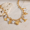 Necklace Stainless Steel Pearl Pepper Flower Conch Love Bird Bow Pendant Jewelry Electroplating Design