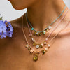 Necklace Stainless Steel Pearl Shell Pink Oil Dripping Geometric Flower Cherry Electroplated For Women