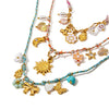 Necklace Stainless Steel Pearl Shell Pink Oil Dripping Geometric Flower Cherry Electroplated For Women