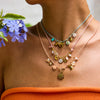 Necklace Stainless Steel Pearl Shell Pink Oil Dripping Geometric Flower Cherry Electroplated For Women