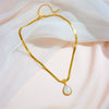 Necklace Stainless Steel Pearl Water Drops Peach Heart Geometric Style For Women