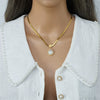Necklace Stainless Steel Pearl Water Drops Peach Heart Geometric Style For Women