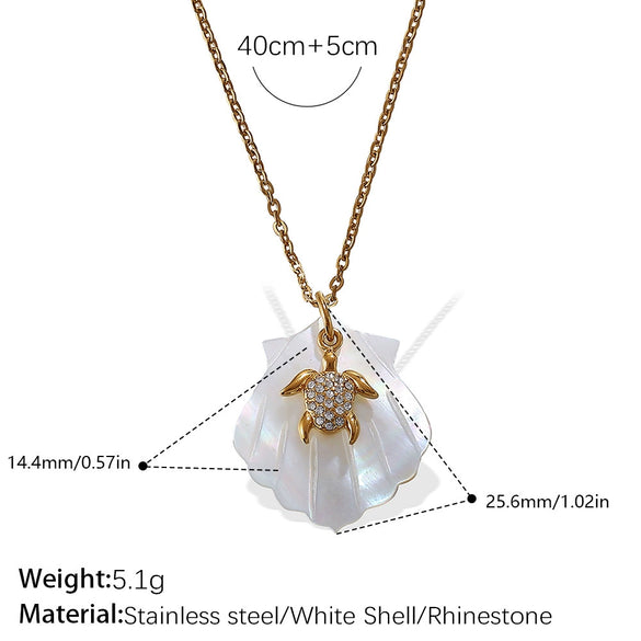 Necklace Stainless Steel Plated 18K Gold Conch Turtle Pendant Electroplating Women's Fashion Style