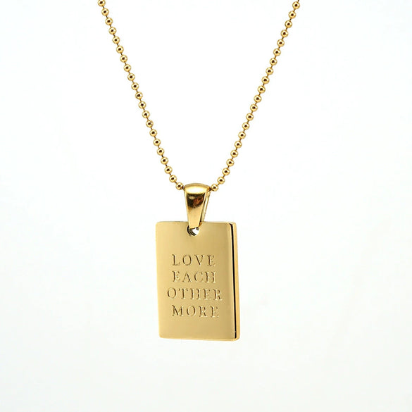 Necklace 316L Stainless Steel Rectangular Letter 316L Stainless Steel Pendant Electroplating