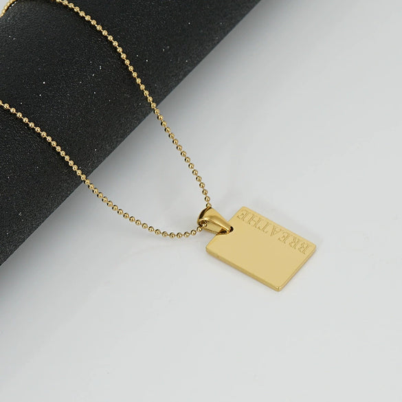 Necklace 316L Stainless Steel Rectangular Letter 316L Stainless Steel Pendant Electroplating