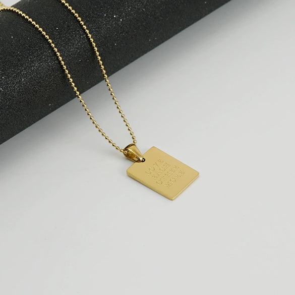 Necklace 316L Stainless Steel Rectangular Letter 316L Stainless Steel Pendant Electroplating