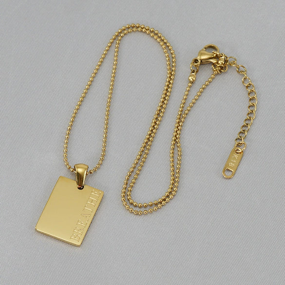 Necklace 316L Stainless Steel Rectangular Letter 316L Stainless Steel Pendant Electroplating