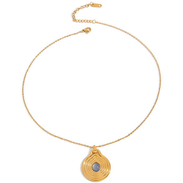 Necklace Stainless Steel Resin Rib Pendant Electroplating