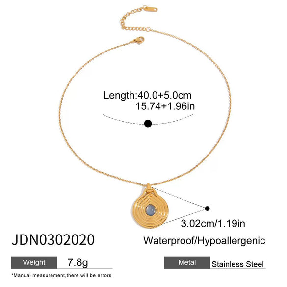 Necklace Stainless Steel Resin Rib Pendant Electroplating