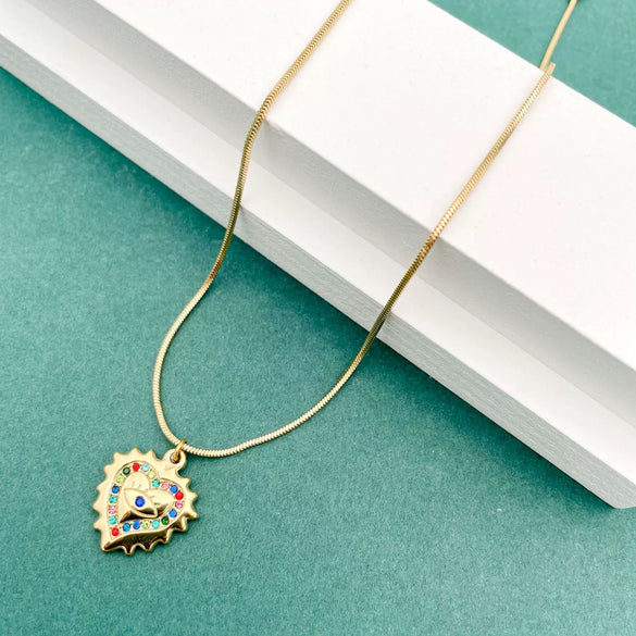 Necklace Stainless Steel Retro Geometric Electroplating Oil Drop Pendant Snake Bone Chain