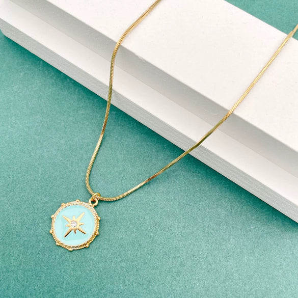 Necklace Stainless Steel Retro Geometric Electroplating Oil Drop Pendant Snake Bone Chain