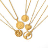 Necklace Stainless Steel Retro Portrait Three Dimensional Relief Coin Style With Heart And Flower Patterns Electroplated