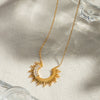 Necklace Stainless Steel Semicircle Sunflower Geometric Electroplating Jewelry For Women
