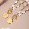 Necklace Stainless Steel Shell Beads Geometric Handmade Electroplating For Women