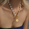 Necklace Stainless Steel Shell Beads Geometric Handmade Electroplating For Women