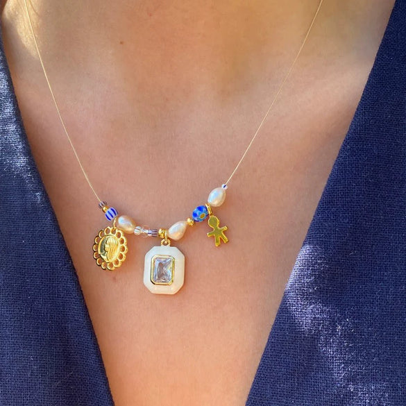 Necklace Stainless Steel 925 Silver Inlaid With Gold Geometric Animal Zodiac Minimalist Design