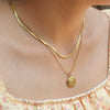 Necklace Stainless Steel Snake Bone Chain Double Layer Hip Hop Style With Titanium Steel Devil's Eye Pendant U Shape Electroplating