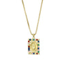Necklace Stainless Steel Square Mixed Gem Inlay Electroplating Pendant For Women