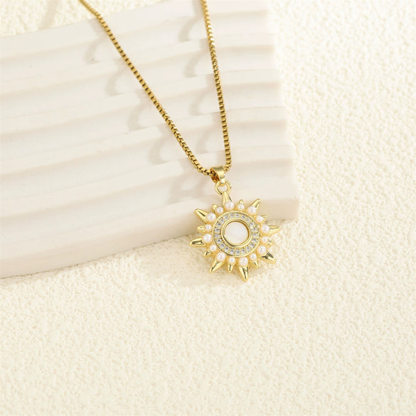 Necklace Stainless Steel Star White Shell Mixed Gemstone Setting Electroplating Jewelry
