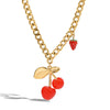 Necklace Stainless Steel Titanium Steel Cherry Strawberry Acrylic Light Luxury Niche Electroplating Women