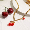 Necklace Stainless Steel Titanium Steel Cherry Strawberry Acrylic Light Luxury Niche Electroplating Women