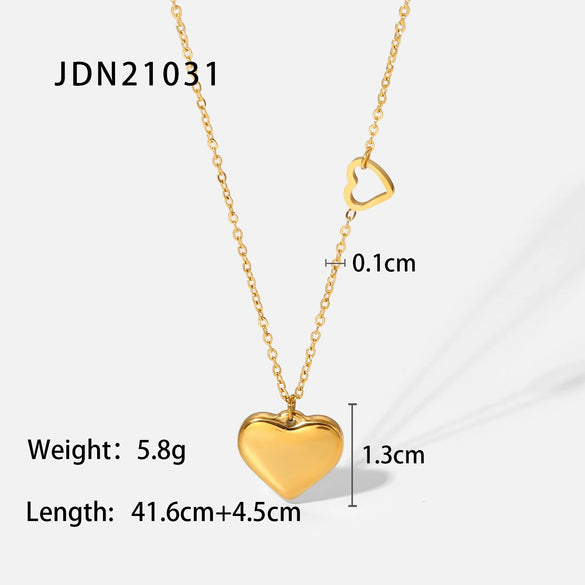 Necklace Stainless Steel Titanium Steel Double Heart Geometric Electroplated Women