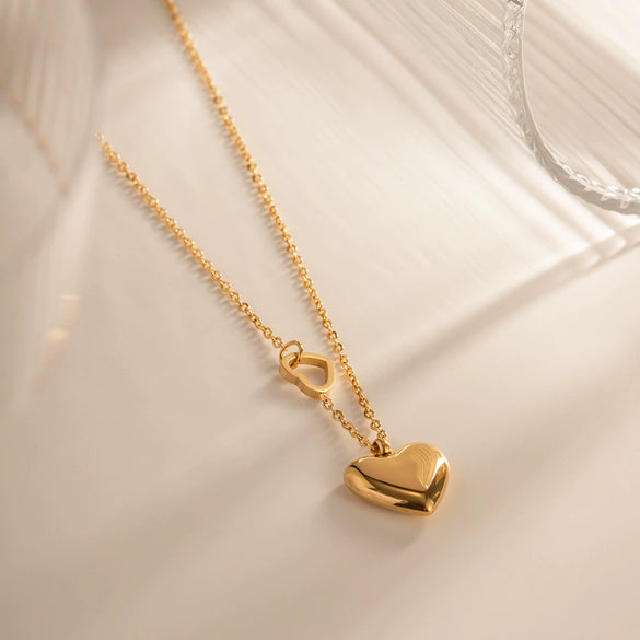 Necklace Stainless Steel Titanium Steel Double Heart Geometric Electroplated Women