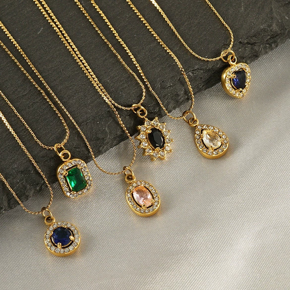 Necklace Stainless Steel Titanium Steel Egg S Chain Heart Shape Drop Shape Geometric Electroplating Highend Couple Style