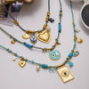 Necklace Stainless Steel Titanium Steel Freshwater Pearl Natural Stone Oil Dripping Turquoise Geometric Fivepointed Pendant Electroplating Quiet Design Ins Style Minimalist Women's