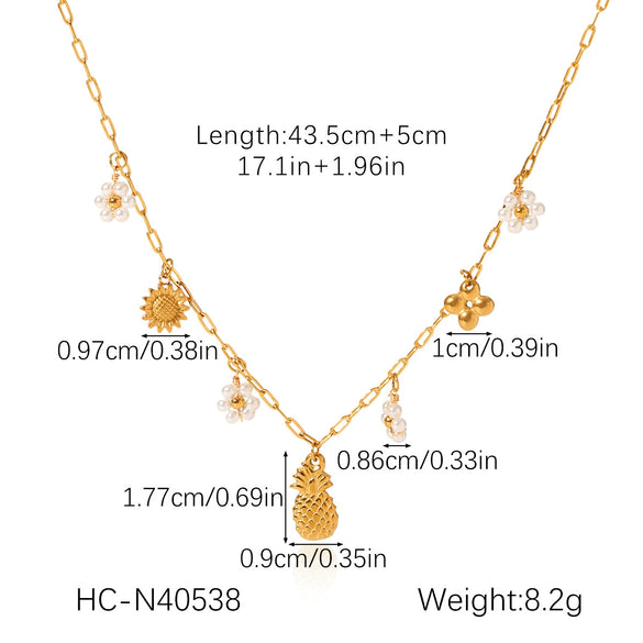 Necklace Stainless Steel Titanium Steel Fruit Geometric Animal Zodiac Electroplating Diy Pendant