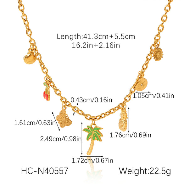 Necklace Stainless Steel Titanium Steel Fruit Geometric Animal Zodiac Electroplating Diy Pendant