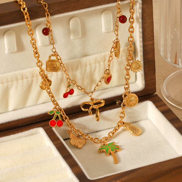 Necklace Stainless Steel Titanium Steel Fruit Geometric Animal Zodiac Electroplating Diy Pendant