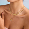 Necklace Stainless Steel Titanium Steel Fruit Pink Zircon Electroplating Pendant Accessory For Women