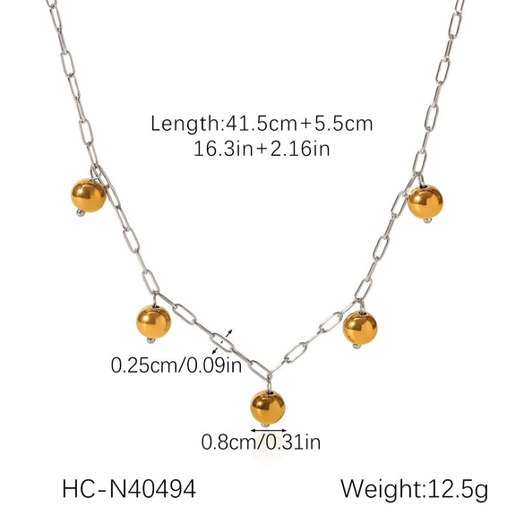Necklace Stainless Steel Titanium Steel Geometric Ball Chain Electroplating