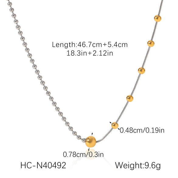 Necklace Stainless Steel Titanium Steel Geometric Ball Chain Electroplating