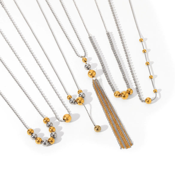 Necklace Stainless Steel Titanium Steel Geometric Ball Chain Electroplating