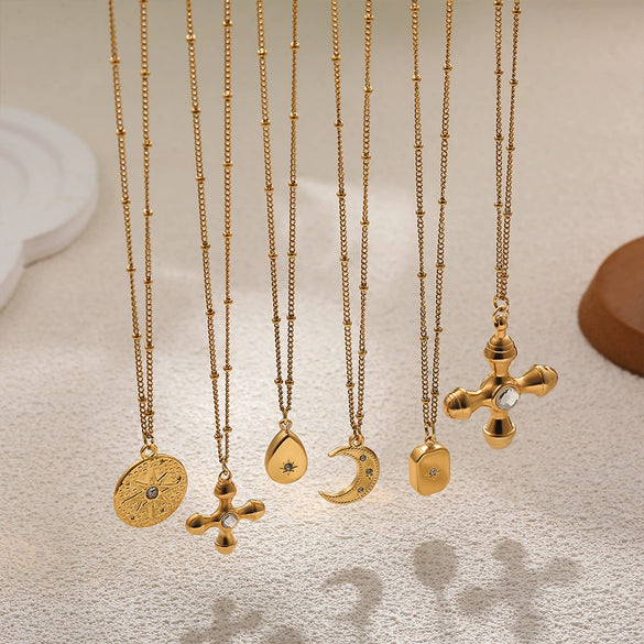 Necklace Stainless Steel Titanium Steel Geometric Ball Chain Set With Diamonds Personality