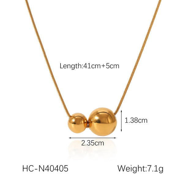 Necklace Stainless Steel Titanium Steel Geometric Bead Pendant Electroplating Snake Bone Chain Women's