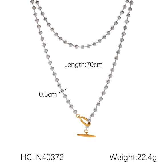 Necklace Stainless Steel Titanium Steel Geometric Bead Pendant Electroplating Snake Bone Chain Women's